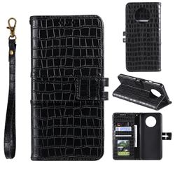Luxury Crocodile Magnetic Leather Wallet Phone Case for OnePlus 7T - Black