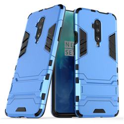 Armor Premium Tactical Grip Kickstand Shockproof Dual Layer Rugged Hard Cover for OnePlus 7T Pro - Light Blue
