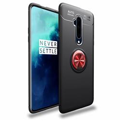 Auto Focus Invisible Ring Holder Soft Phone Case for OnePlus 7T Pro - Black Red