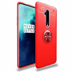 Auto Focus Invisible Ring Holder Soft Phone Case for OnePlus 7T Pro - Red