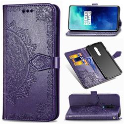 Embossing Imprint Mandala Flower Leather Wallet Case for OnePlus 7T Pro - Purple