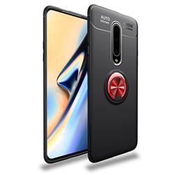 Auto Focus Invisible Ring Holder Soft Phone Case for OnePlus 8 - Black Red