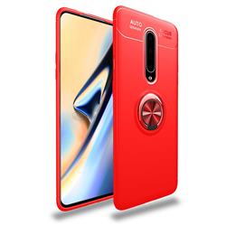 Auto Focus Invisible Ring Holder Soft Phone Case for OnePlus 8 - Red