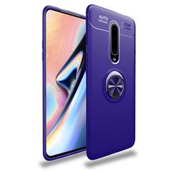 Auto Focus Invisible Ring Holder Soft Phone Case for OnePlus 8 - Blue