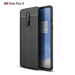 Luxury Auto Focus Litchi Texture Silicone TPU Back Cover for OnePlus 8 - Black