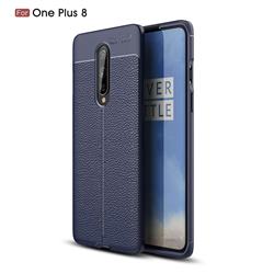 Luxury Auto Focus Litchi Texture Silicone TPU Back Cover for OnePlus 8 - Dark Blue