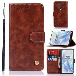 Luxury Retro Leather Wallet Case for OnePlus 8 - Brown