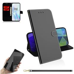 Shining Mirror Like Surface Leather Wallet Case for OnePlus 8 - Black