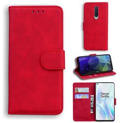 Retro Classic Skin Feel Leather Wallet Phone Case for OnePlus 8 - Red