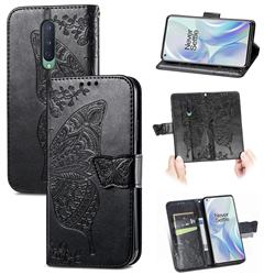 Embossing Mandala Flower Butterfly Leather Wallet Case for OnePlus 8 - Black