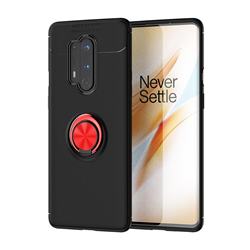 Auto Focus Invisible Ring Holder Soft Phone Case for OnePlus 8 Pro - Black Red