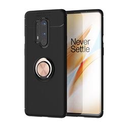 Auto Focus Invisible Ring Holder Soft Phone Case for OnePlus 8 Pro - Black Gold