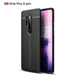 Luxury Auto Focus Litchi Texture Silicone TPU Back Cover for OnePlus 8 Pro - Black