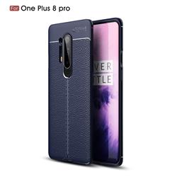 Luxury Auto Focus Litchi Texture Silicone TPU Back Cover for OnePlus 8 Pro - Dark Blue