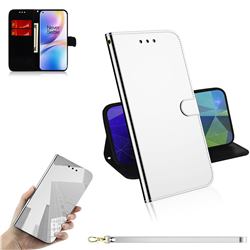 Shining Mirror Like Surface Leather Wallet Case for OnePlus 8 Pro - Silver