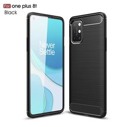 Luxury Carbon Fiber Brushed Wire Drawing Silicone TPU Back Cover for OnePlus 8T - Black