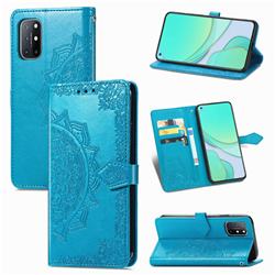 Embossing Imprint Mandala Flower Leather Wallet Case for OnePlus 8T - Blue