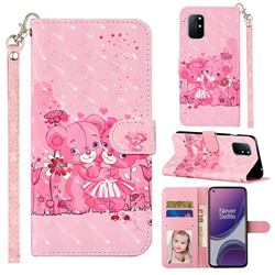 Pink Bear 3D Leather Phone Holster Wallet Case for OnePlus 8T