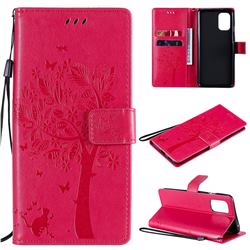 Embossing Butterfly Tree Leather Wallet Case for OnePlus 8T - Rose