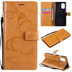 Embossing 3D Butterfly Leather Wallet Case for OnePlus 8T - Yellow
