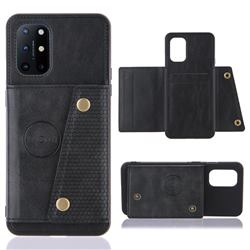 Retro Multifunction Card Slots Stand Leather Coated Phone Back Cover for OnePlus 8T - Black