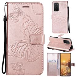 Embossing 3D Butterfly Leather Wallet Case for OnePlus 9 - Rose Gold
