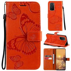 Embossing 3D Butterfly Leather Wallet Case for OnePlus 9 - Orange