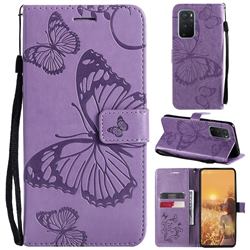 Embossing 3D Butterfly Leather Wallet Case for OnePlus 9 - Purple