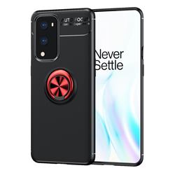 Auto Focus Invisible Ring Holder Soft Phone Case for OnePlus 9 Pro - Black Red