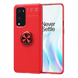 Auto Focus Invisible Ring Holder Soft Phone Case for OnePlus 9 Pro - Red