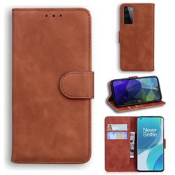 Retro Classic Skin Feel Leather Wallet Phone Case for OnePlus 9 Pro - Brown