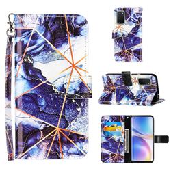 Starry Blue Stitching Color Marble Leather Wallet Case for OnePlus 9 Pro
