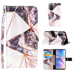 Black and White Stitching Color Marble Leather Wallet Case for OnePlus 9 Pro