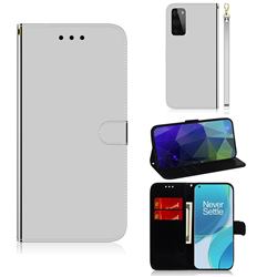 Shining Mirror Like Surface Leather Wallet Case for OnePlus 9 Pro - Silver