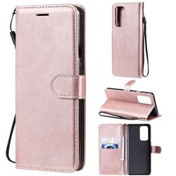 Retro Greek Classic Smooth PU Leather Wallet Phone Case for OnePlus 9 Pro - Rose Gold