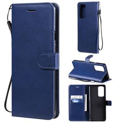 Retro Greek Classic Smooth PU Leather Wallet Phone Case for OnePlus 9 Pro - Blue