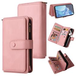 Luxury Multi-functional Zipper Wallet Leather Phone Case Cover for OnePlus 9 Pro - Pink