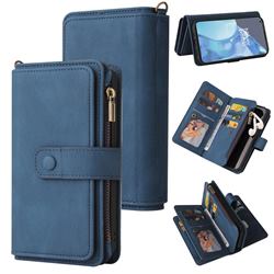 Luxury Multi-functional Zipper Wallet Leather Phone Case Cover for OnePlus 9 Pro - Blue