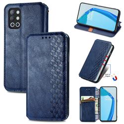 Ultra Slim Fashion Business Card Magnetic Automatic Suction Leather Flip Cover for OnePlus 9R - Dark Blue