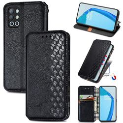 Ultra Slim Fashion Business Card Magnetic Automatic Suction Leather Flip Cover for OnePlus 9R - Black