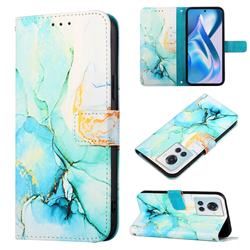 Green Illusion Marble Leather Wallet Protective Case for OnePlus Ace