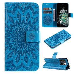 Embossing Sunflower Leather Wallet Case for OnePlus Ace Pro - Blue