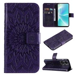Embossing Sunflower Leather Wallet Case for OnePlus Nord 2T - Purple