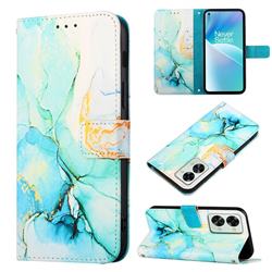 Green Illusion Marble Leather Wallet Protective Case for OnePlus Nord 2T