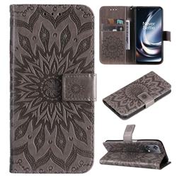 Embossing Sunflower Leather Wallet Case for OnePlus Nord CE 2 Lite 5G - Gray