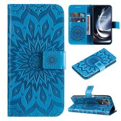 Embossing Sunflower Leather Wallet Case for OnePlus Nord CE 2 Lite 5G - Blue