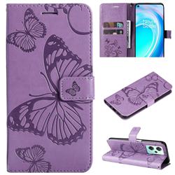 Embossing 3D Butterfly Leather Wallet Case for OnePlus Nord CE 2 Lite 5G - Purple