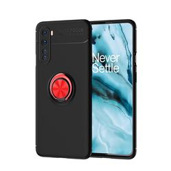 Auto Focus Invisible Ring Holder Soft Phone Case for OnePlus Nord (OnePlus 8 NORD 5G, OnePlus Z) - Black Red