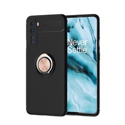 Auto Focus Invisible Ring Holder Soft Phone Case for OnePlus Nord (OnePlus 8 NORD 5G, OnePlus Z) - Black Gold