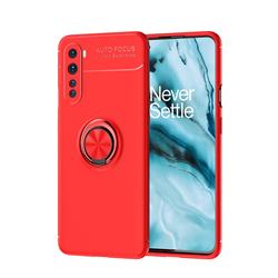 Auto Focus Invisible Ring Holder Soft Phone Case for OnePlus Nord (OnePlus 8 NORD 5G, OnePlus Z) - Red
